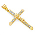 Large Floral Channel-Set CZ Crucifix Pendant in 14K Yellow Gold