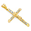 Large Floral Channel-Set CZ Crucifix Pendant in 14K Yellow Gold