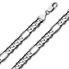 8mm 14K White Gold Men's Figaro Link Chain Necklace 22-30in