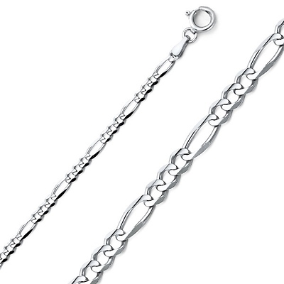 3mm Sterling Silver Figaro Link Chain Necklace 16-30in