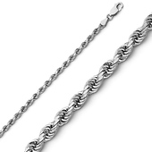 2.5mm 14K White Gold Diamond-Cut Rope Chain Necklace - Heavy 16-30in