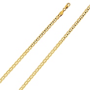 4mm 14K Yellow Gold Men's Concave Mariner Chain Necklace 18-24in