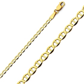 2.5mm 14K Yellow Gold Flat Mariner Chain Necklace 16-24in