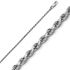 1mm 14K White Gold Solid Diamond-Cut Rope Chain Necklace 16-30in