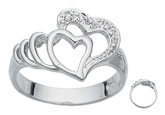 Silver CZ Heart Ring