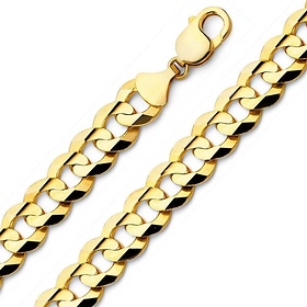 Men's 12.2mm 14K Yellow Gold Concave Curb Cuban Link Chain Necklace 24-30in