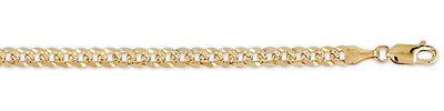 5mm 14K Yellow Gold Solid Men's Pave Concave Curb Cuban Link Chain Necklace 20-24in