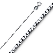 0.7mm 14K White Gold Box Link Chain Necklace 16-22in