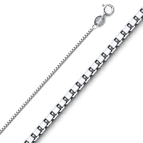 0.9mm Sterling Silver Box Link Chain Necklace 16-22in