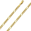 4mm 14K Yellow Gold Pave Figaro Link Chain Necklace 18-24in