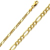 3mm 14K Yellow Gold Pave Figaro Link Chain Necklace 16-24in