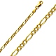 3mm 14K Yellow Gold Pave Figaro Link Chain Necklace 16-24in thumb 0
