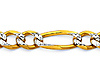 5mm 14K Two-Tone Gold Solid White Pave Figaro Chain Necklace 18-26in thumb 0