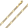 4mm 14K Two-Tone Gold Solid White Pave Figaro Link Chain Necklace 18-24in