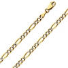 3mm 14K Two Tone Gold White Pave Figaro Link Chain Necklace 16-24in