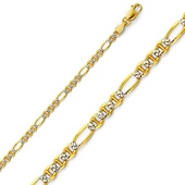 2.5mm 14K Two-Tone Gold Solid Figamariner Chain Necklace 16-24in
