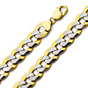 Men's 12.2mm 14K Two Tone Gold White Pave Curb Cuban Link Chain Necklace 22-26in