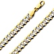 8mm 14K Two Tone Gold Men's White Pave Curb Cuban Link Chain Necklace 20-26in thumb 0