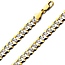 8mm 14K Two-Tone Gold Men's White Pave Curb Cuban Link Chain Necklace 20-26in