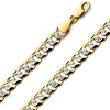 8mm 14K Two-Tone Gold Men's White Pave Curb Cuban Link Chain Necklace 20-26in