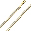4mm 14K Two-Tone Gold Solid Men's White Pave Curb Cuban Link Chain Necklace 18-24in