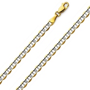 4.5mm 14K Two Tone Gold Men's Flat Mariner Chain Necklace 20-24in