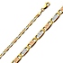 3.3mm 14K Tricolor Gold Solid Pave Valentino Chain Necklace 18-24in