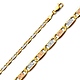 3.3mm 14K Tricolor Gold Pave Valentino Chain Necklace 18-24in thumb 0