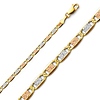 3.3mm 14K Tricolor Gold Pave Valentino Chain Necklace 18-24in