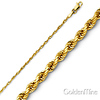 1mm 14K Yellow Gold Solid Diamond-Cut Rope Chain Necklace 16-24in