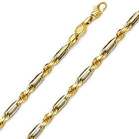 4mm 14K Yellow Gold Solid Men's Diamond-Cut Milano Rope Chain Necklace 22-26in