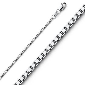 1.1mm 18K White Gold Box Chain Necklace 16-18in