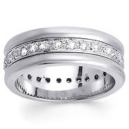 Center Pave Diamond Eternity Wedding Band in 14K White Gold 0.56TCW