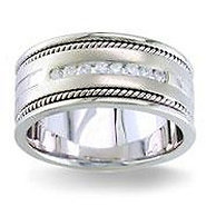 9.5mm Diamond Wedding Band 14K White Gold 0.32 TCW