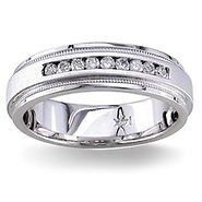 6mm Diamond Wedding Band 14K White Gold 0.20 TCW