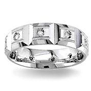 6mm Diamond Wedding Band 14K White Gold