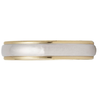 4mm Two-Tone 18K Gold Edge Platinum Comfort-Fit Ring by Benchmark