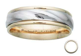 Benchmark 14K Two Tone 6mm Mirror Comfort Fit Band