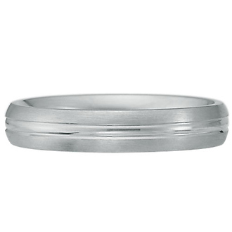 4mm 14K White Gold Satin Designer Comfort Fit Band