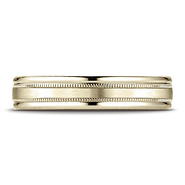 4mm Milgrain Satin Comfort-Fit 14K Yellow Gold Wedding Band Ring