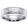 7mm Hammered-Finish Milgrain Men's Wedding Band in 14K White Gold