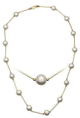 Pearl Necklace in 14K Yellow Gold
