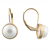 14K Gold White Pearl Huggie Earrings