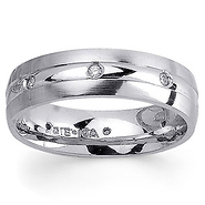 6mm Diamond Wedding Band 14K White Gold 0.16 TCW