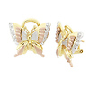 14K Tri Color Gold Butterfly Stud Earrings 5.9g