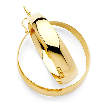Extra Large 14K Yellow Gold Bangle Hoop Earrings 15mm x 53mm