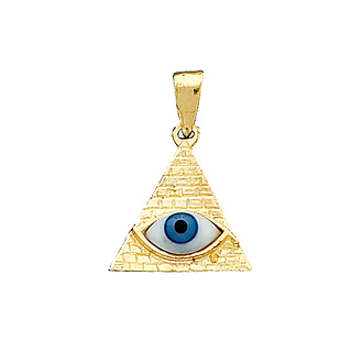 14K Pyramid Evil Eye Charm