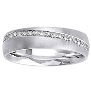 6mm Brushed Diagonal Round Diamond Wedding Band - 14K White Gold 0.48ctw