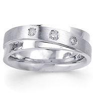 7mm Three Stone 14K Designer Wedding Band