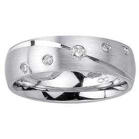 7mm Brush Finish Designer Diamond Wedding Band